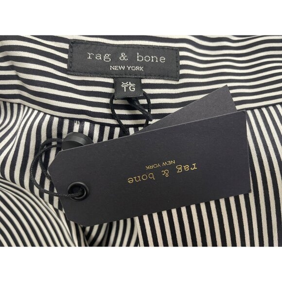 Rag & Bone Womens Black & White Striped Silk Sleeveless Wrap Blouse Sz XL - New - Picture 5 of 8